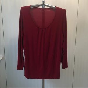 Penningtons Dark Red Scoop neck soft tunic top 1X